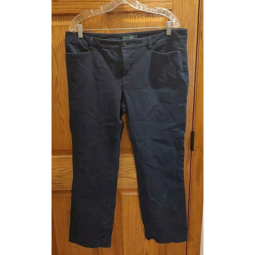 RALPH LAUREN Pants Women’s 16 Chino Ankle Straight Leg Blue Mid Rise